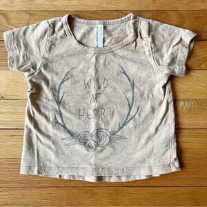 Rylee & Cru Wild at Heart Tan Beige Cotton Earthy Muted Graphic Tee T-Shirt 6-12